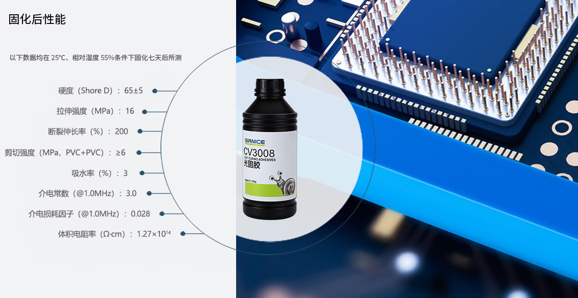 固定光固胶CV3008固化后性能参数